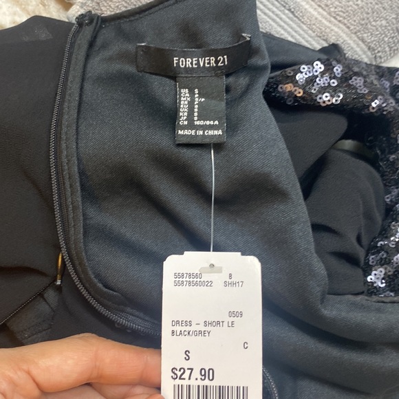 NWT Forever 21 Black Sparkle Dress with Sheer Bottom in Small - Picture 4 of 7